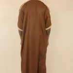 HM60 - Men's Brown Moroccan Thobe Gold Embroidery Gandoura - Image 6