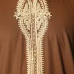 HM60 - Men's Brown Moroccan Thobe Gold Embroidery Gandoura - Image 7