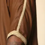 HM60 - Men's Brown Moroccan Thobe Gold Embroidery Gandoura - Image 8