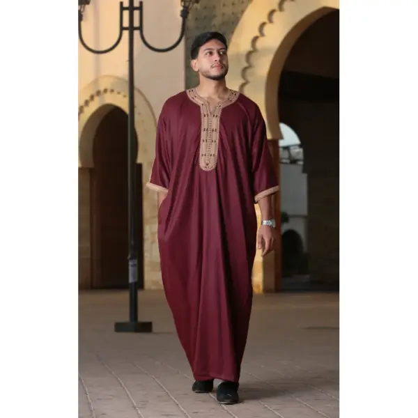 Thobez HM63 Mens Moroccan Thobe Embroidery Gandoura 8