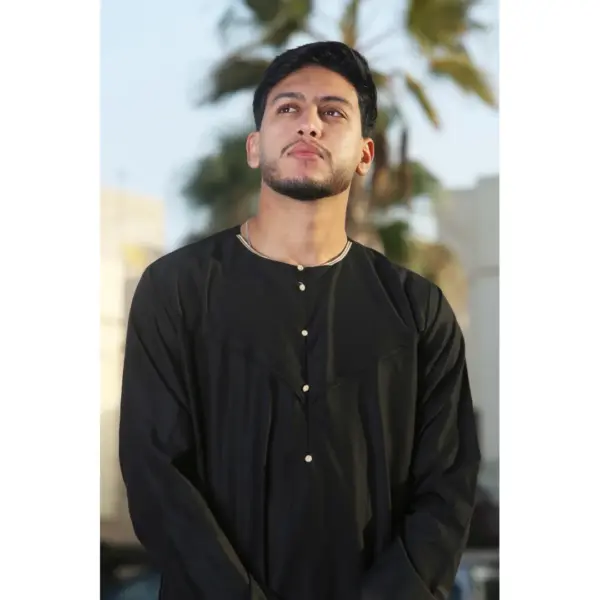 Thobez OE 300 Mens Emirati Omani Thobe Gold Embroidery Black 8