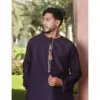 TT-003 - Men's Purple Emirati Thobe Gold Tassel Embroidery - Image 2