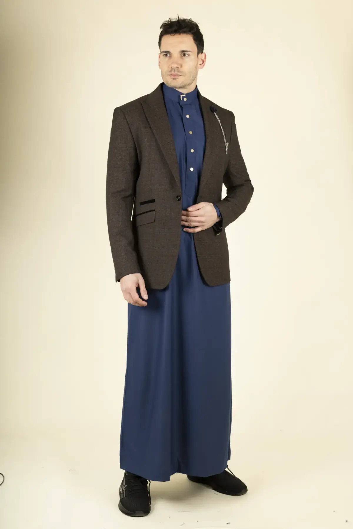 Cavani Caridi - Men's Tweed Check Brown Blazer - Image 4