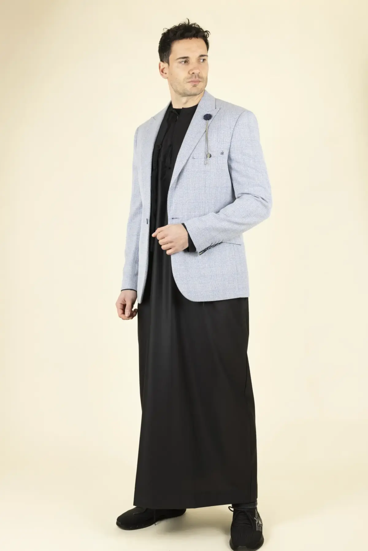 Cavani Caridi - Men's Tweed Light Blue Wedding Blazer - Image 3