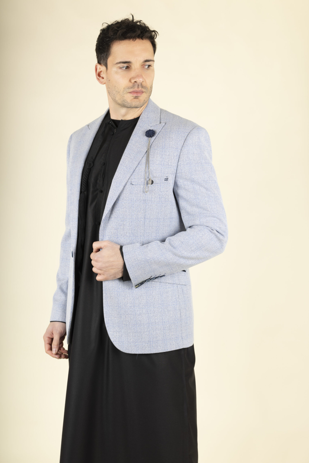 Cavani Caridi Mens Tweed Light Blue Wedding Blazer 5 scaled