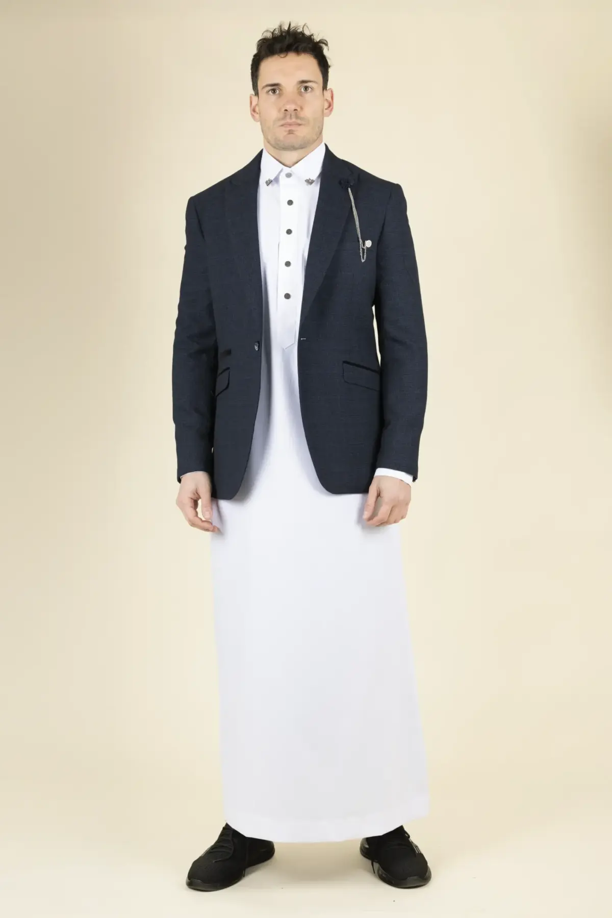 Cavani Caridi - Men's Tweed Navy Blue Classic Blazer - Image 1