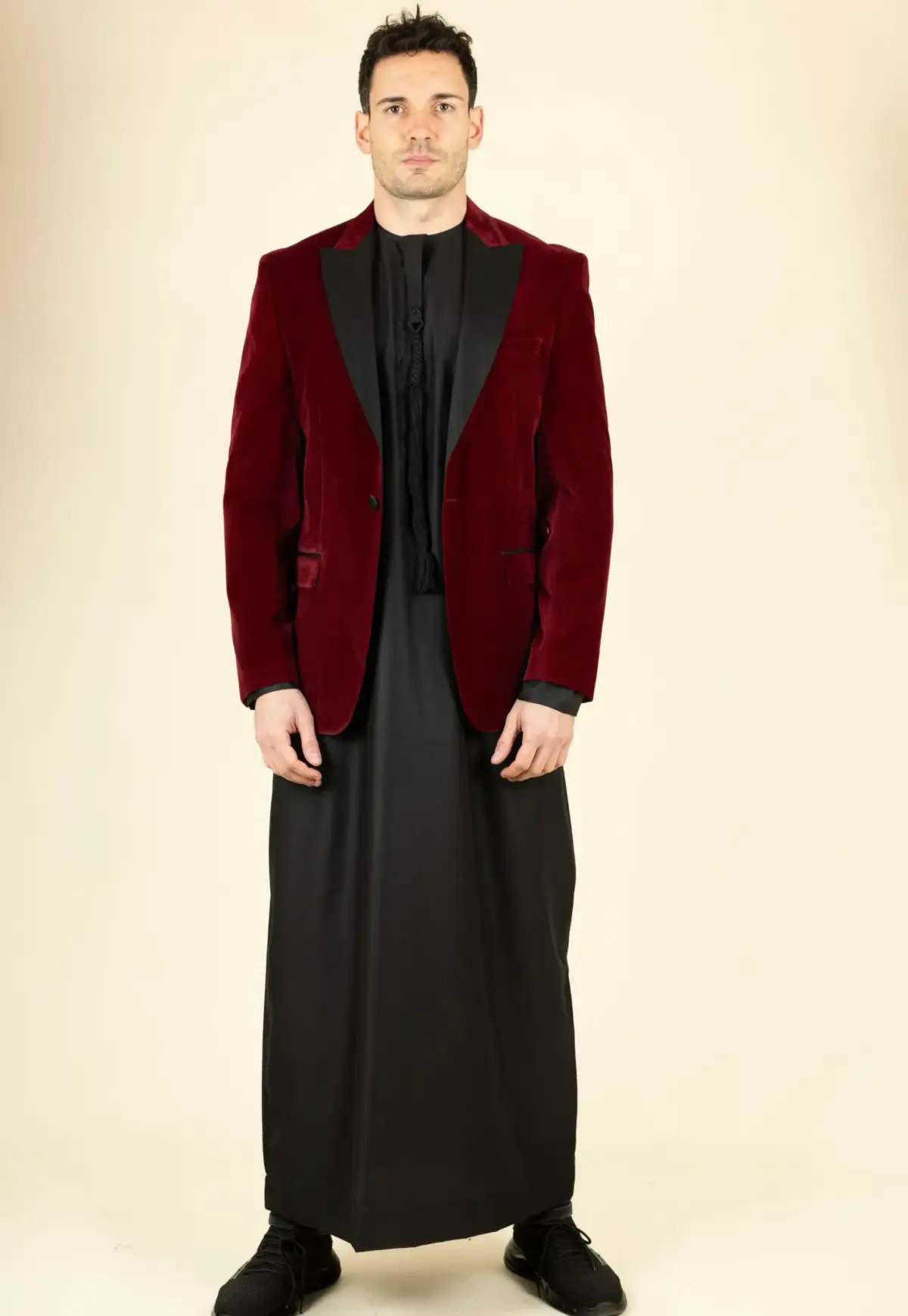 Men's Wine Velvet Tuxedo Blazer Wedding | TruClothing - Image 1