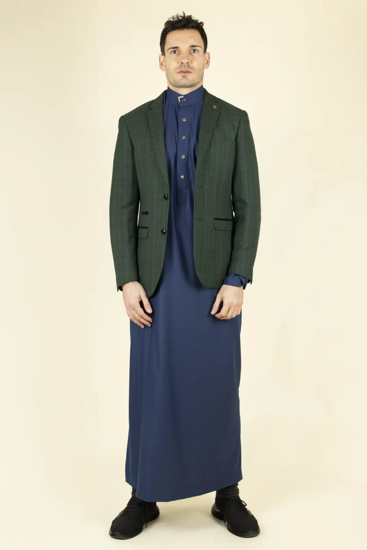 Paul Andrew Leo - Men's Green Checked Tailored Fit Blazer - Image 1