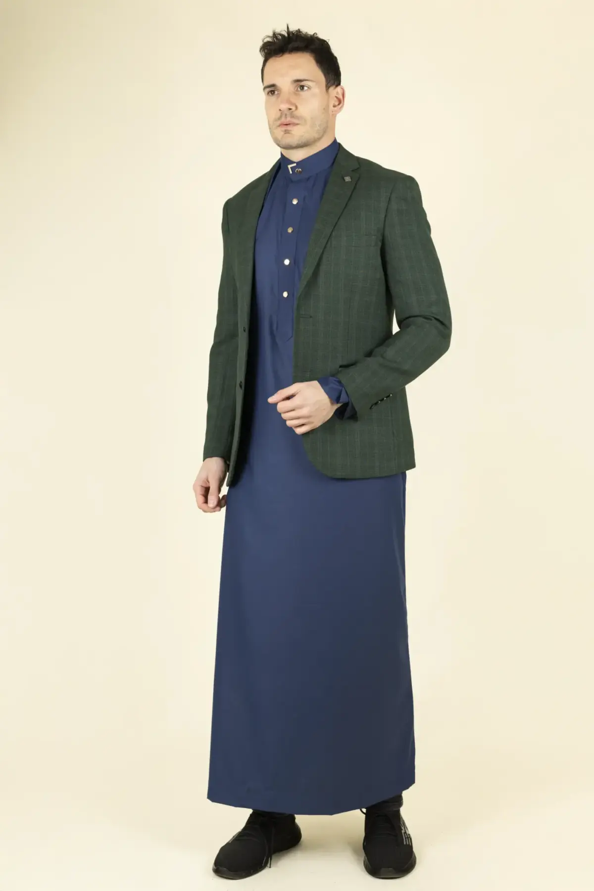 Paul Andrew Leo - Men's Green Checked Tailored Fit Blazer - Image 3