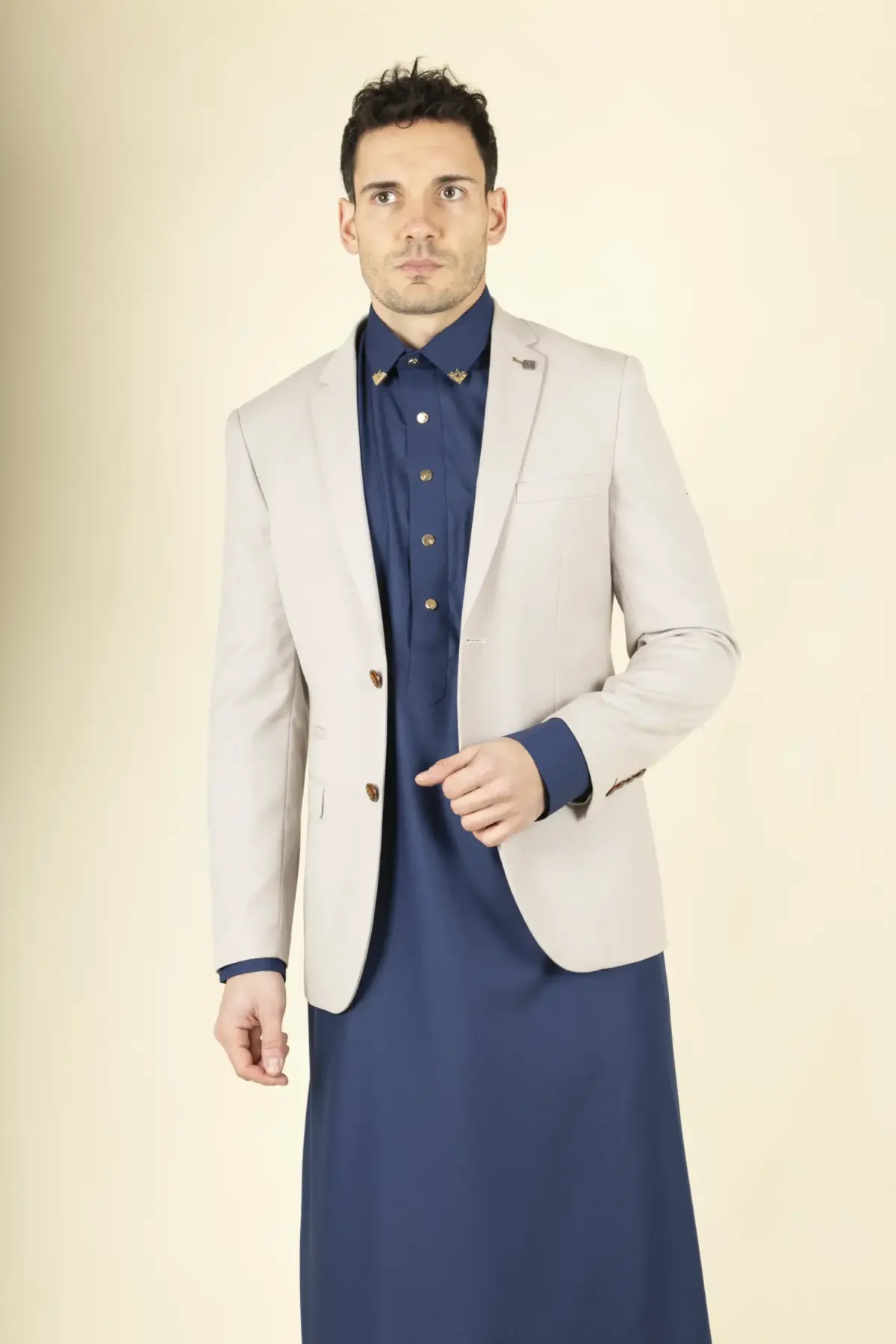 Paul Andrew Mayfair - Men's Beige Birdseye Blazer - Image 1