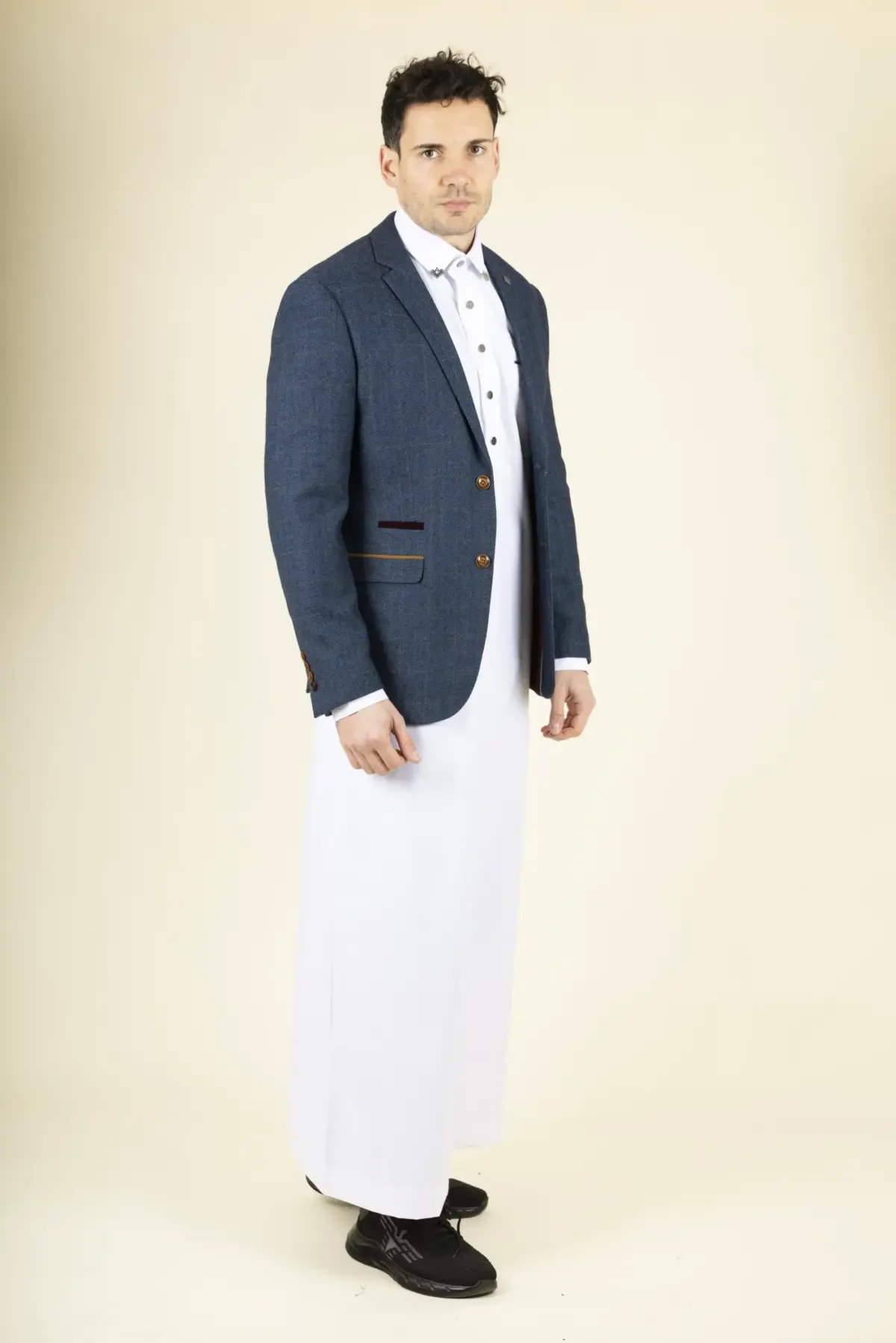 Paul Andrew Scott - Men's Blue Tweed Checked Blazer - Image 2