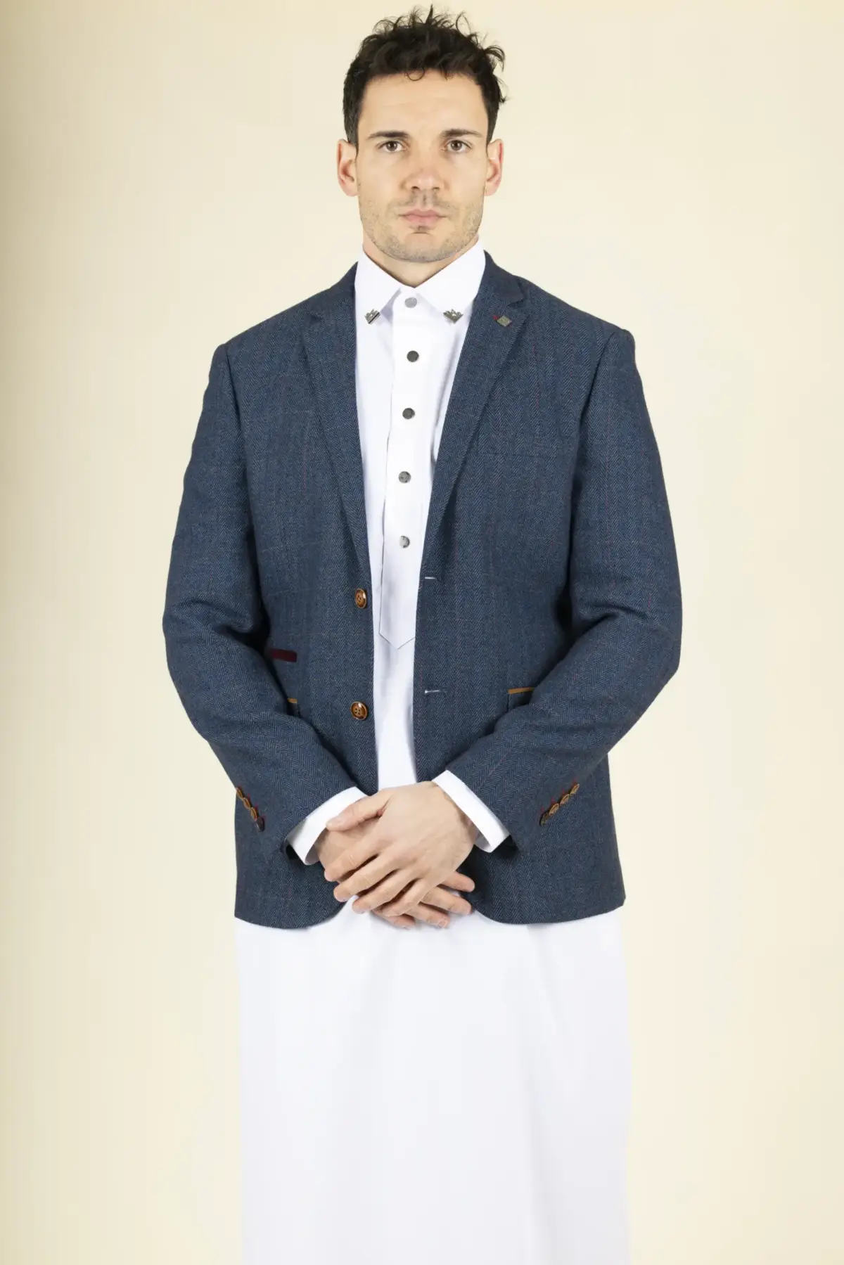Paul Andrew Scott - Men's Blue Tweed Checked Blazer - Image 3