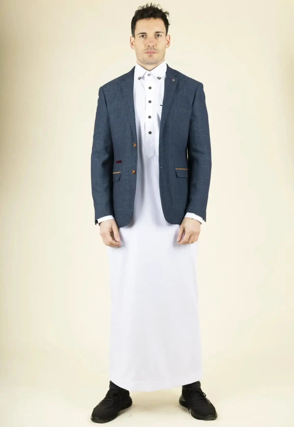 Paul Andrew Scott - Men's Blue Tweed Checked Blazer - Image 4