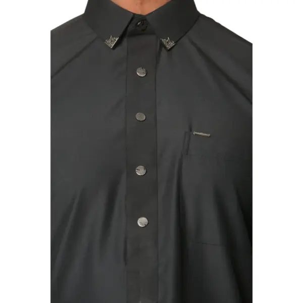 Thobez TT 004 Mens Black Emirati Thobe Shirt Collar 4