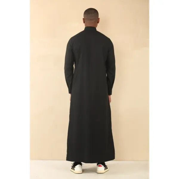 Thobez TT 004 Mens Black Emirati Thobe Shirt Collar 7