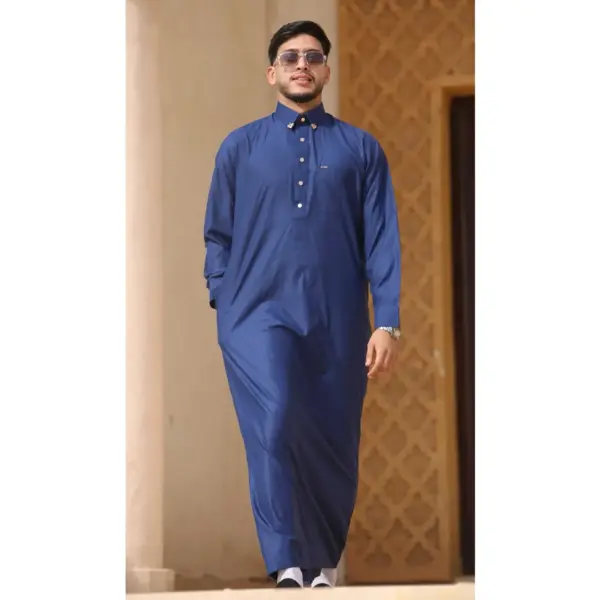 Thobez TT 004 Mens Navy Saudi Emirati Thobe Shirt Collar 2