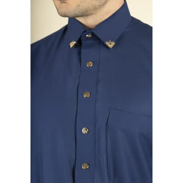 Thobez TT 004 Mens Navy Saudi Emirati Thobe Shirt Collar 4