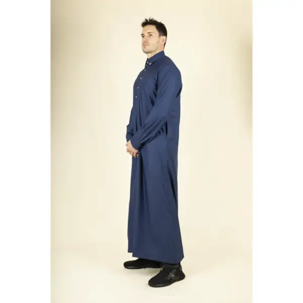 Thobez TT 004 Mens Navy Saudi Emirati Thobe Shirt Collar 6