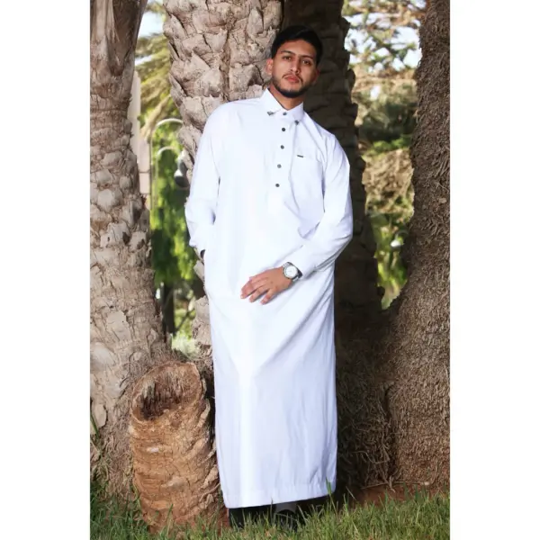 Thobez TT 004 Mens White Emirati Thobe Shirt Collar 2