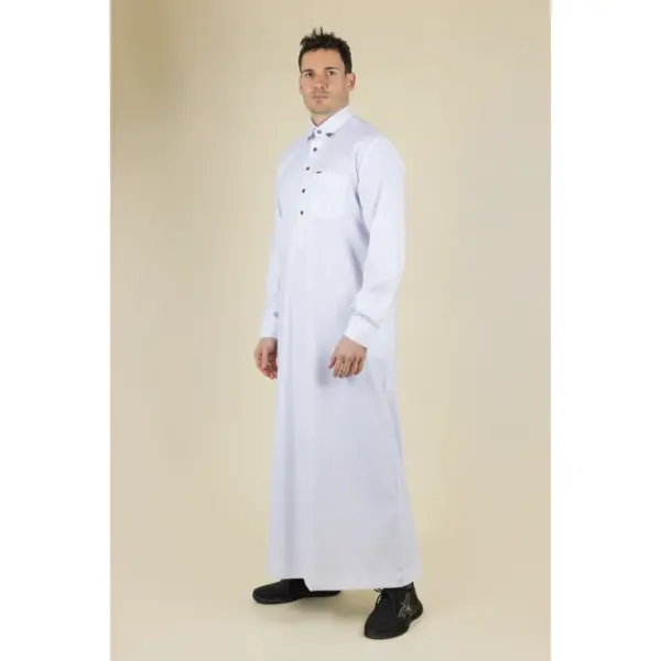 Thobez TT 004 Mens White Emirati Thobe Shirt Collar 6