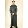 TT-005 - Men's Olive Saudi Emirati Thobe Nehru High Collar - Image 4
