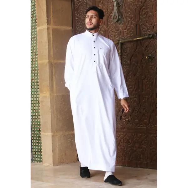 Thobez TT 005 Mens White Emirati Thobe Nehru High Collar 2