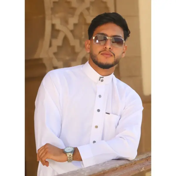 Thobez TT 005 Mens White Emirati Thobe Nehru High Collar 3