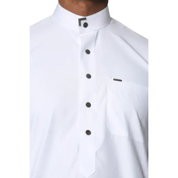 Thobez TT 005 Mens White Emirati Thobe Nehru High Collar 4