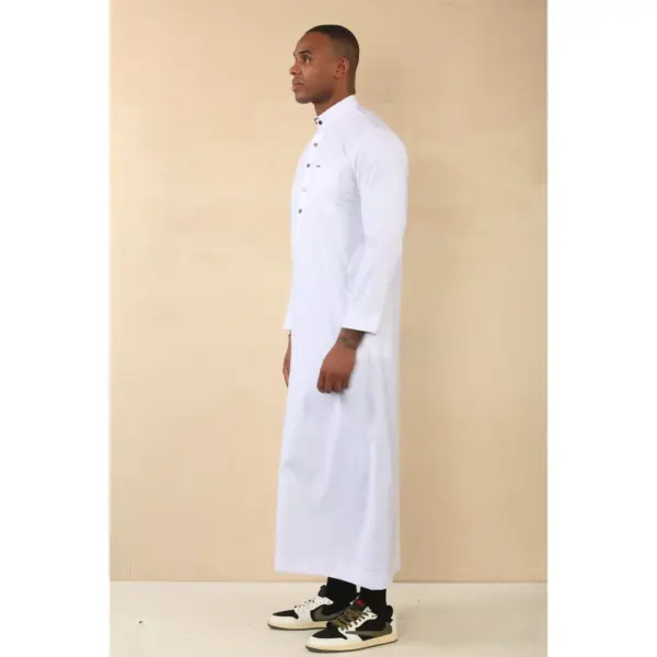 Thobez TT 005 Mens White Emirati Thobe Nehru High Collar 6