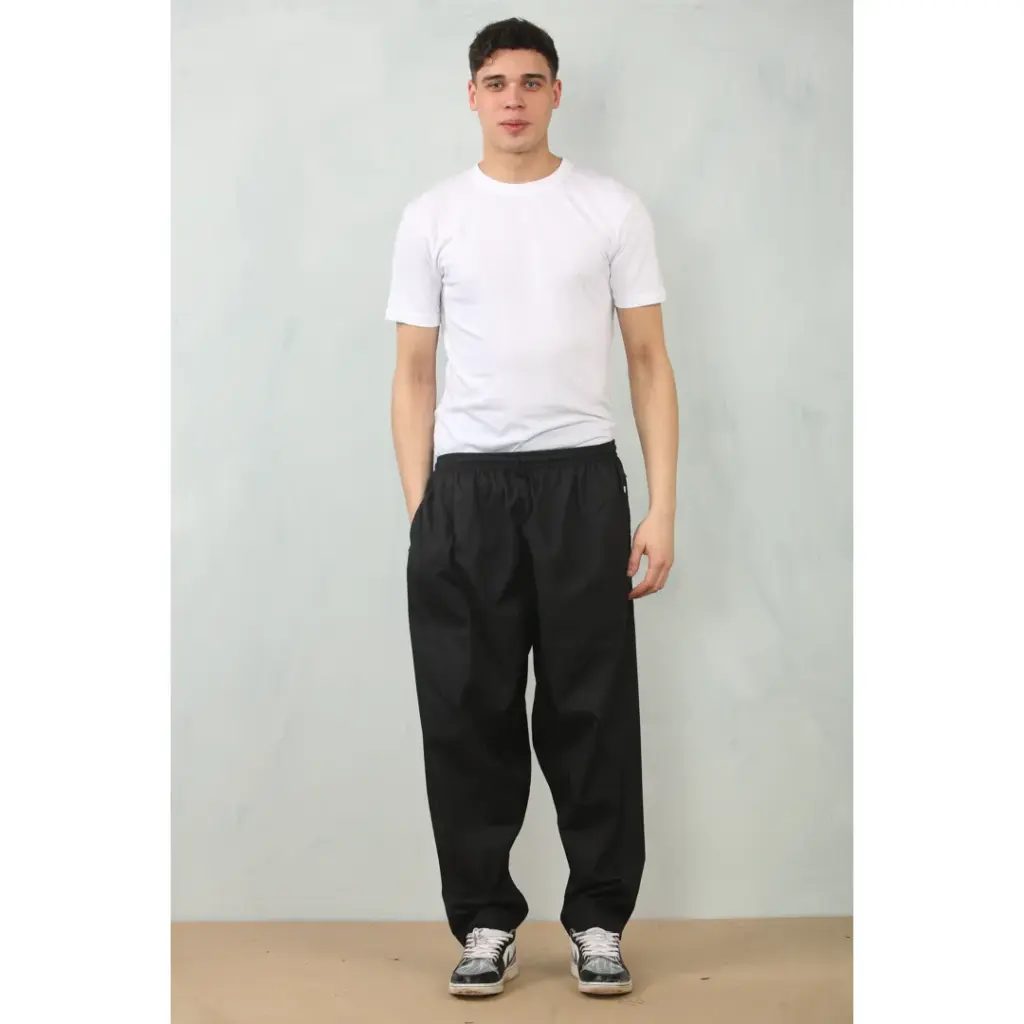 Mens Black Elasticated Comfort Thobe Trousers 2