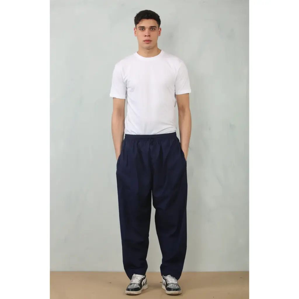 Mens Navy Elasticated Comfort Thobe Trousers 2