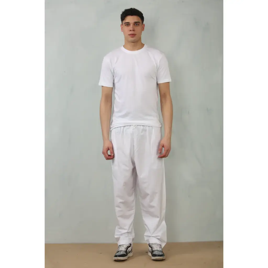 Mens White Elasticated Comfort Thobe Trousers 2